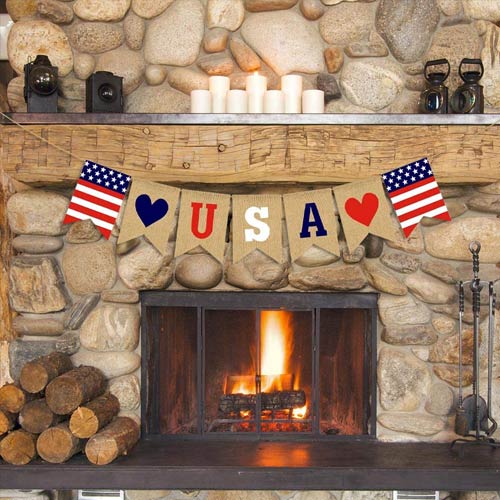USA decorated fireplace
